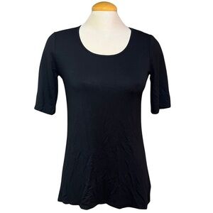 Small Black Willi Smith Tee | Long Sleeves & Low Round Neckline |